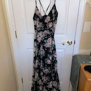 Lulu’s floral wrap maxi dress; size small